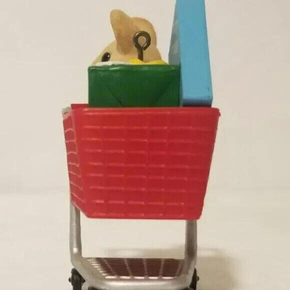 3/$25 1989 Hallmark Hoppy Holidays Bunny Shopping Cart Christmas Ornament - Picture 2 of 6